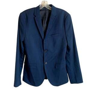 H&M Mens Small Navy Blue Blazer Sport Coat Two Button Notch Lapel Suit Jacket